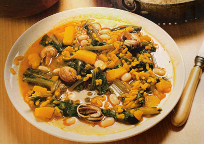 Arroz com feijão e acelgas